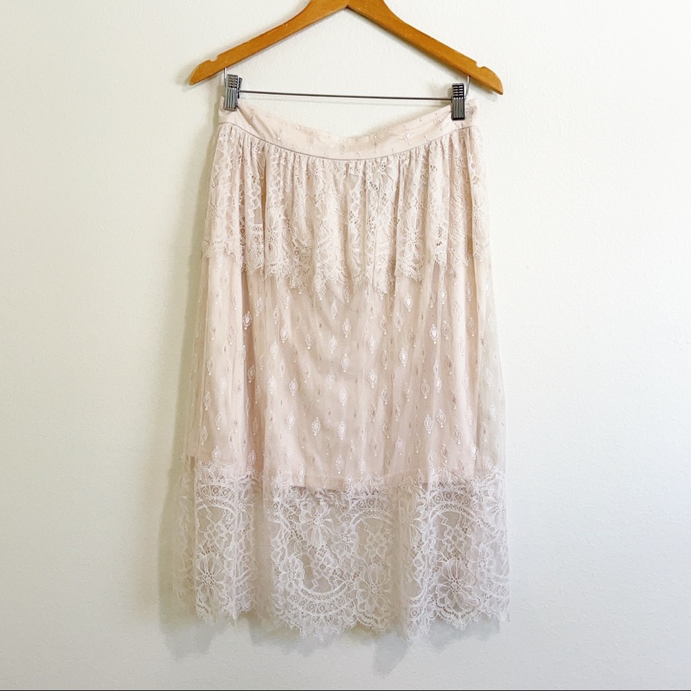 H&M Cream Lace Midi Skirt